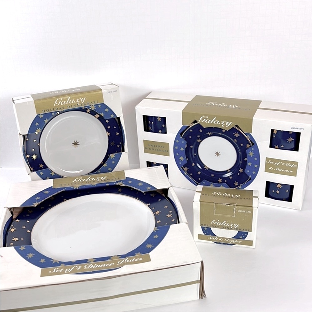 Galaxy Holiday Dinnerware by Sakura. Only the 4 dinner plates.